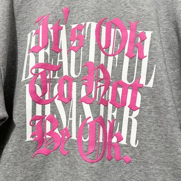 Beautiful Disaster Womens Crewneck Sweatshirt C2X Gray Lounge Cozy Weekend Comfy - Picture 3 of 9